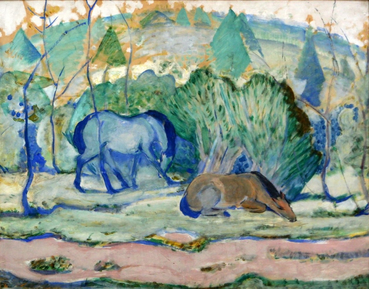 mera üzerinde atlar by Franz Marc