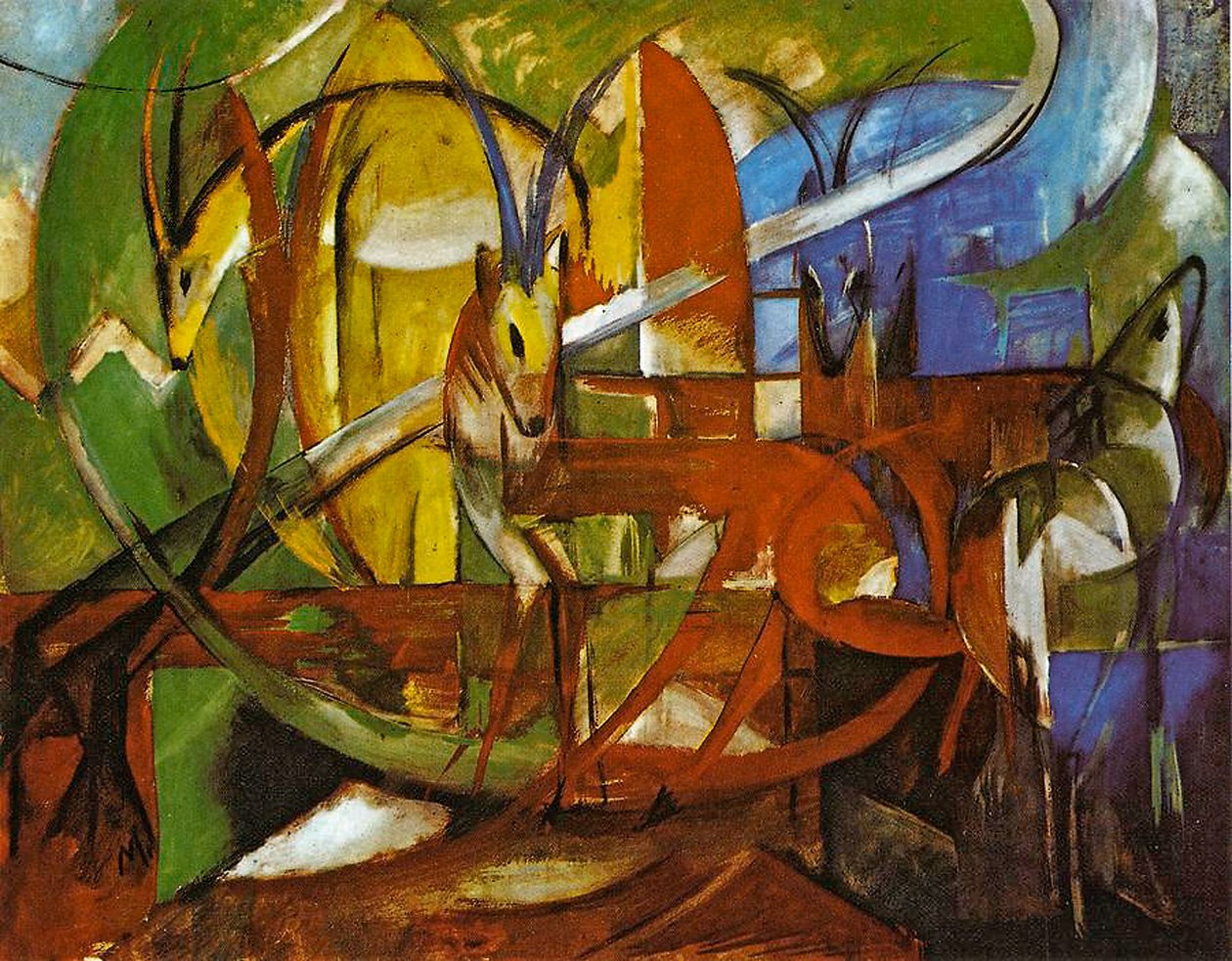 Ceylanlar, 1913 (gemide öfke) by Franz Marc