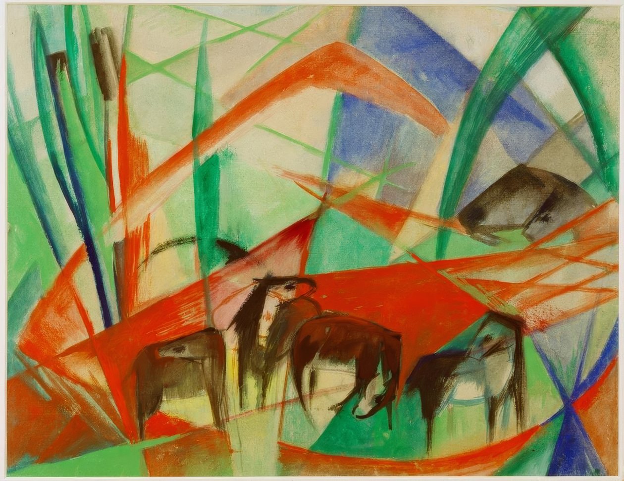 Siyah atlarla manzara by Franz Marc