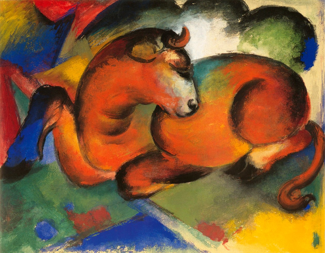kırmızı boğa by Franz Marc