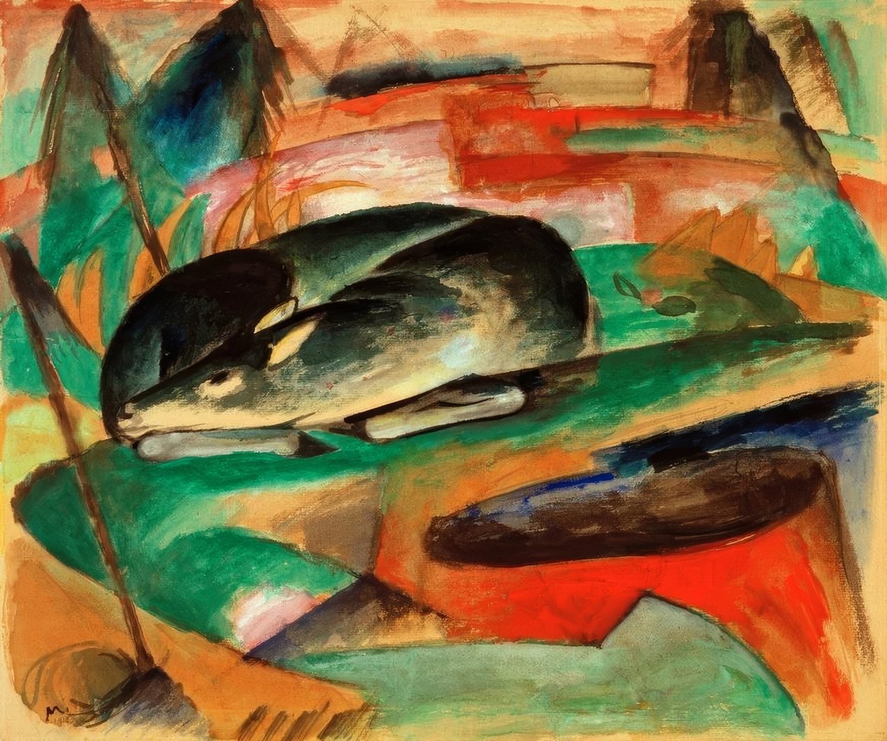 Uyuyan geyik by Franz Marc