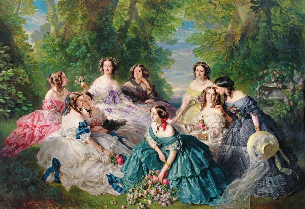 İmparatoriçe Eugenie (1826-1920) Nedimeleri ile çevrili, 1855 by Franz Xaver Winterhalter