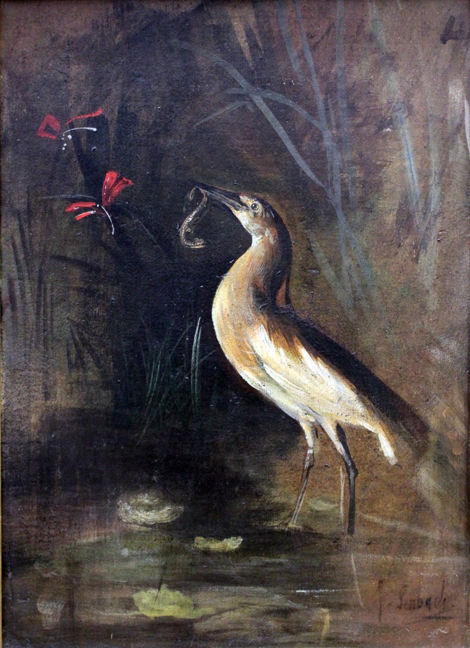 Heron ve SalamandernAlmanca: Fischreiher und SalamandernFrancais: Heron et Salamandern by Franz Seraph von Lenbach