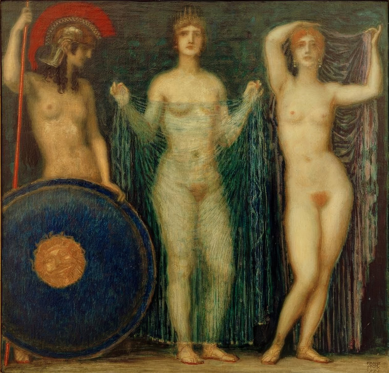 Üç tanrıça Athena, Hera ve Afrodit by Franz von Stuck