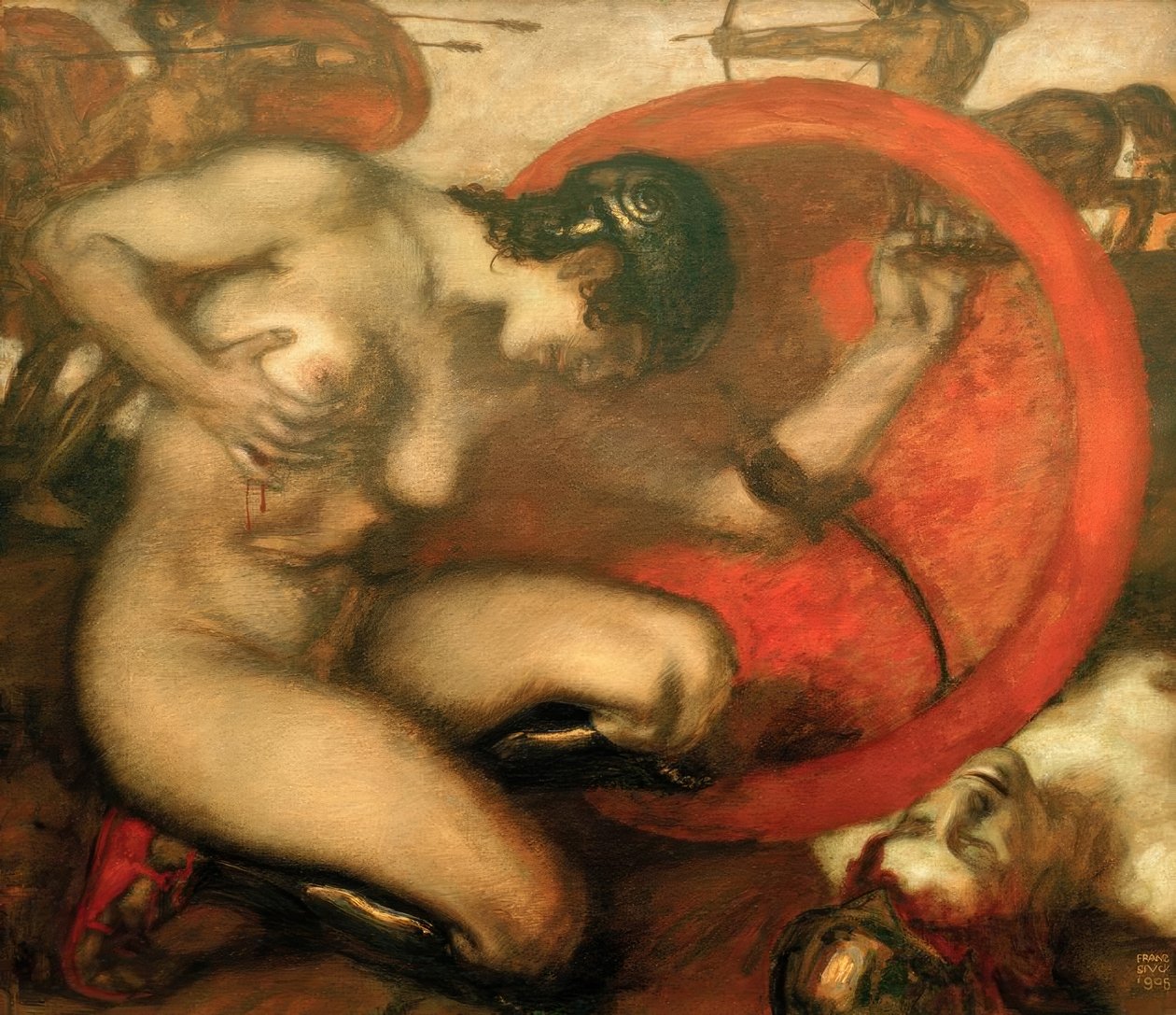 Yaralı Amazon by Franz von Stuck