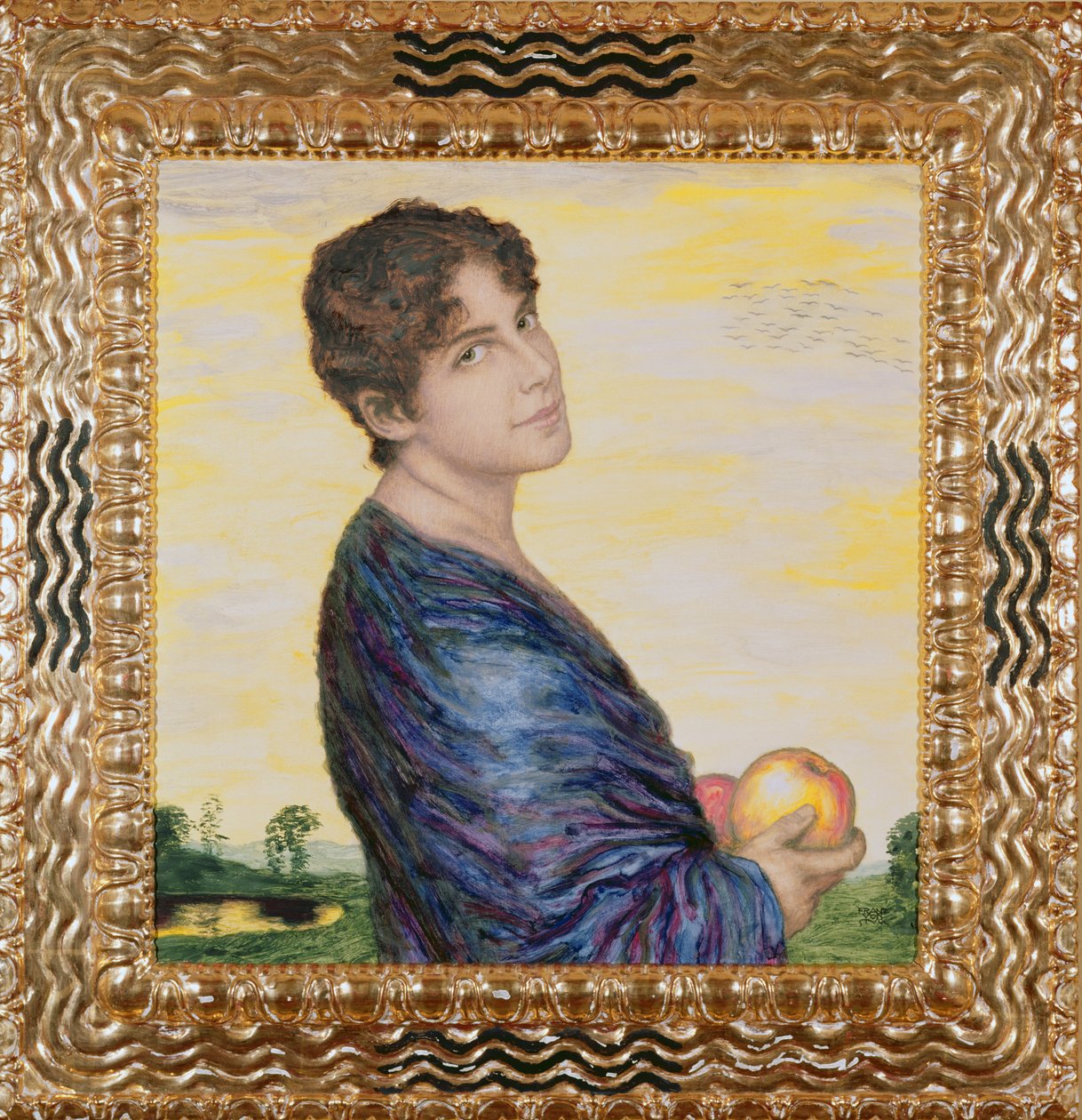 Elma tutan kadın, c.1916 (petrol) by Franz von Stuck