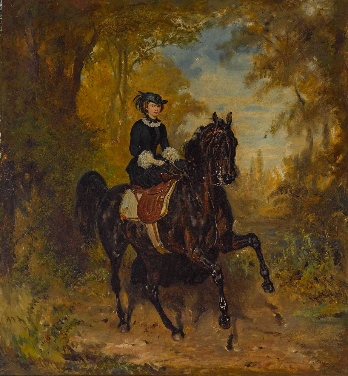 Avusturya İmparatoriçesi Elisabeth at sırtında. by Franz Adam