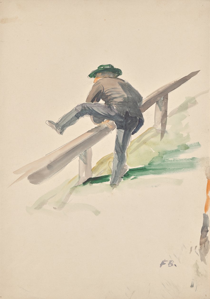 Korkuluk üzerinden tırmanan adam by Franz Barwig d. Ä.