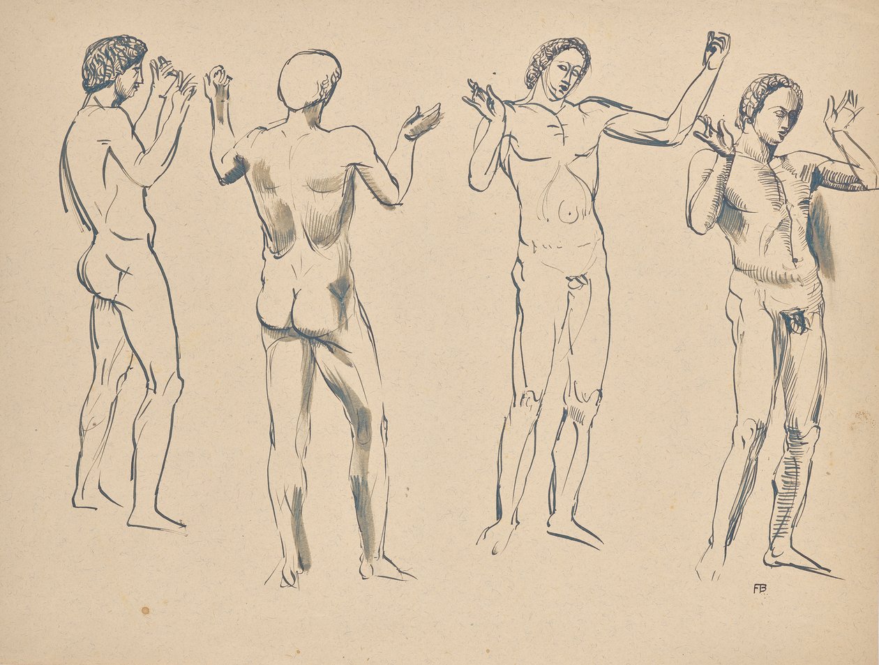 Konuşmacı için dört eskiz by Franz Barwig d. Ä.