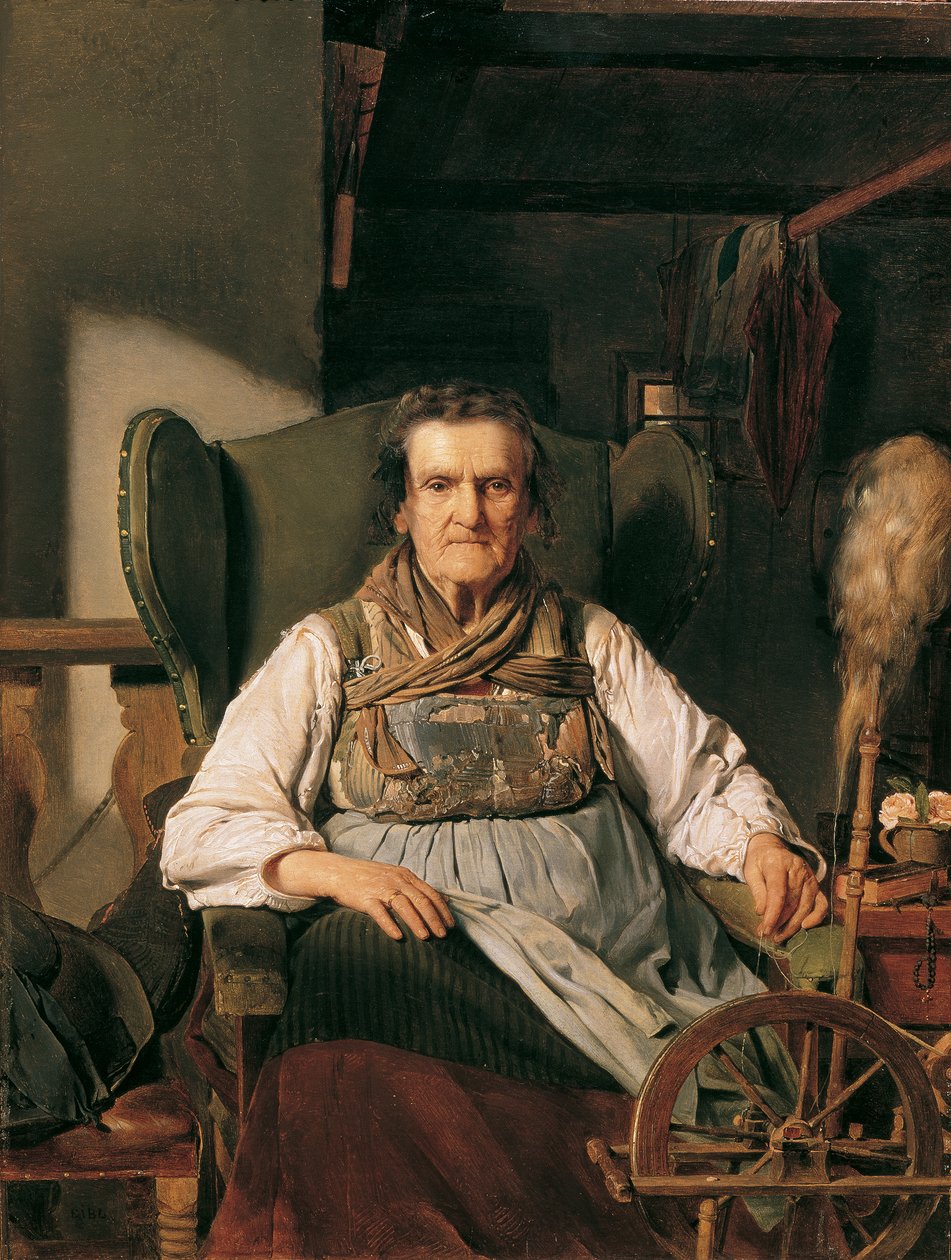 Çıkrıktaki bir Ramsau çiftçisinin karısı by Franz Eybl