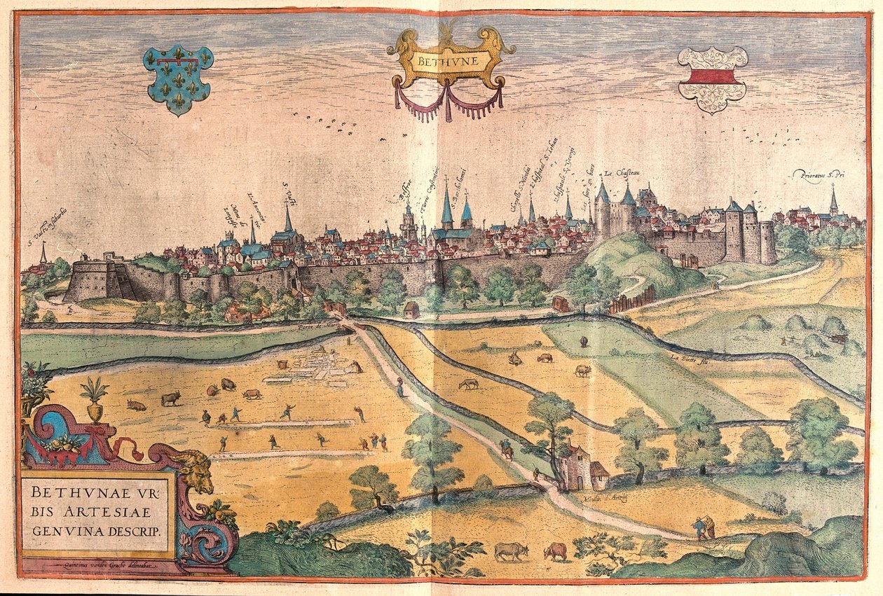 Bethune, Pas de Calais, Fransa (gravür by Franz Hogenberg