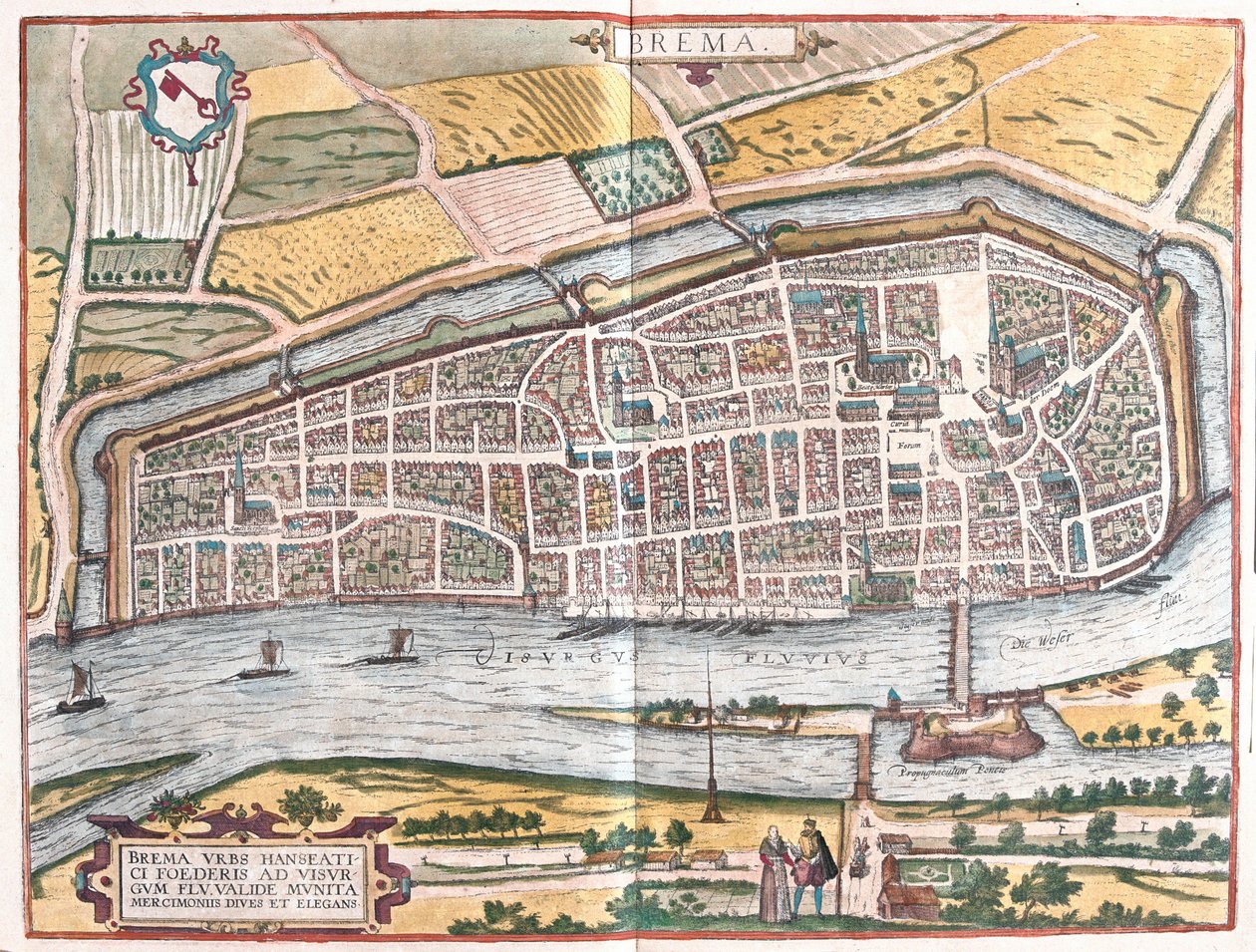 Bremen, Almanya (gravür by Franz Hogenberg