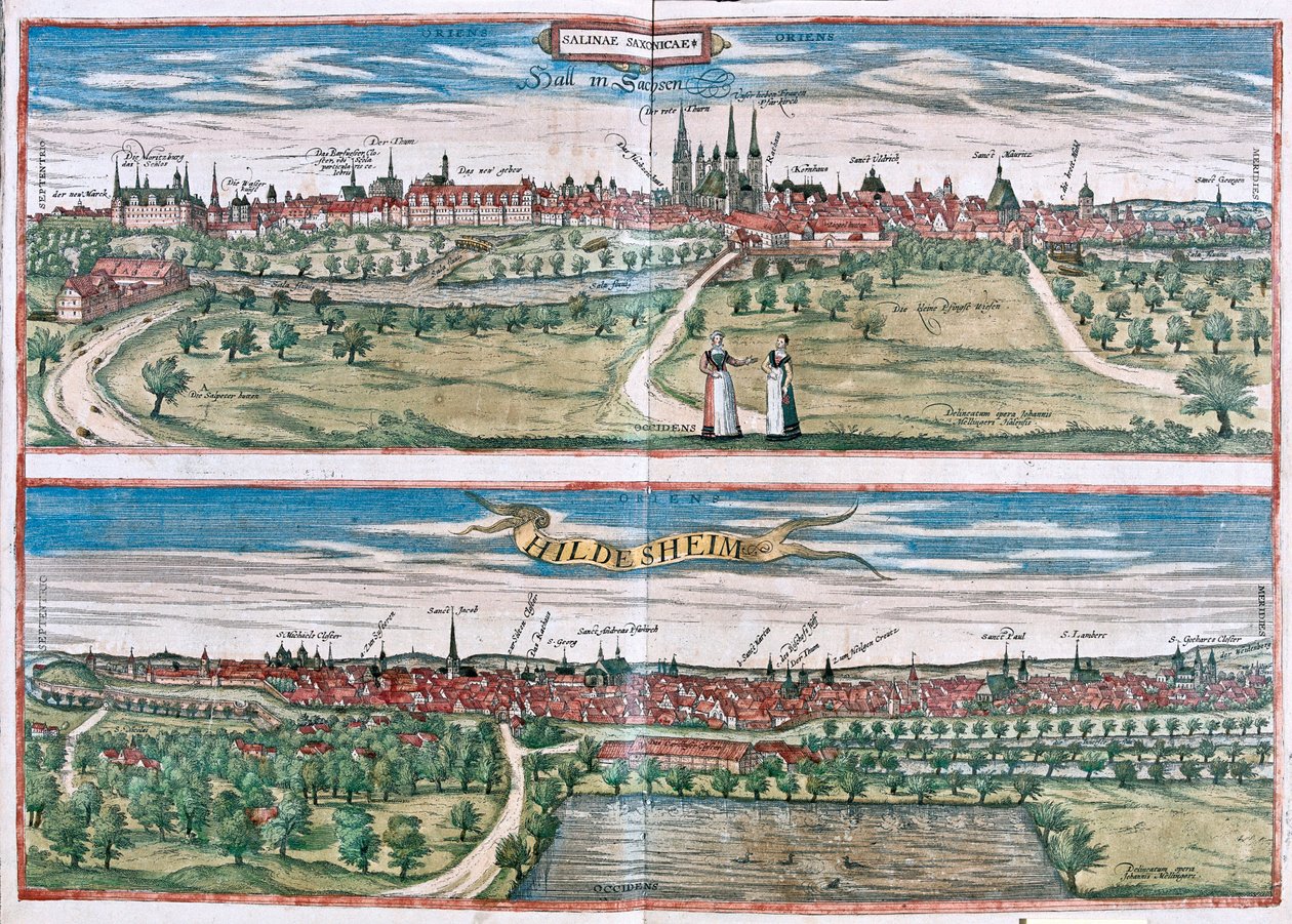 Halle (Saale), Almanya (gravür by Franz Hogenberg