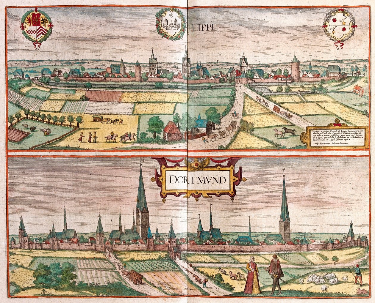 Lippe - Dortmund, Almanya (gravür by Franz Hogenberg