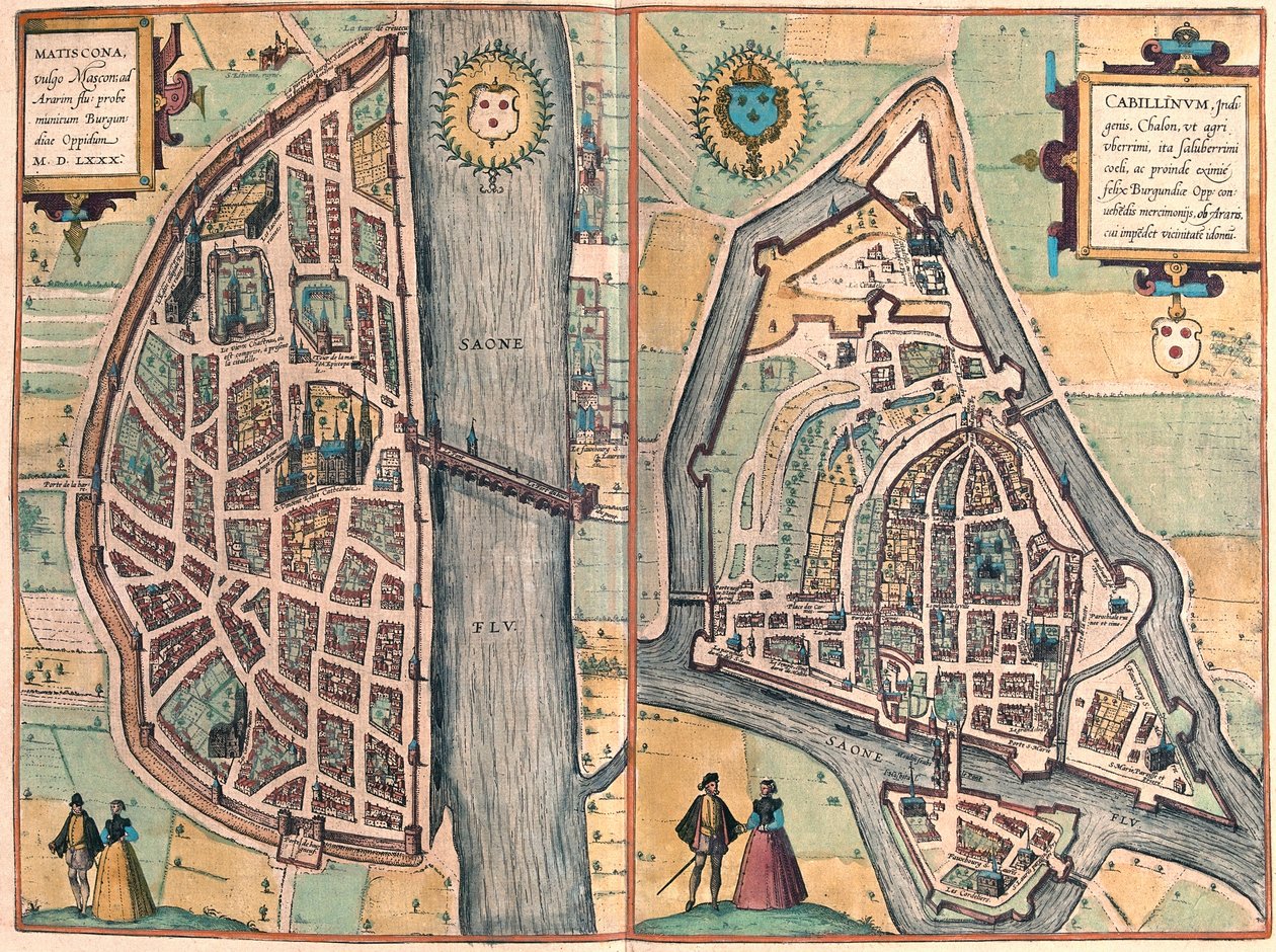 Macon - Chalons sur Saone, Fransa (gravür by Franz Hogenberg