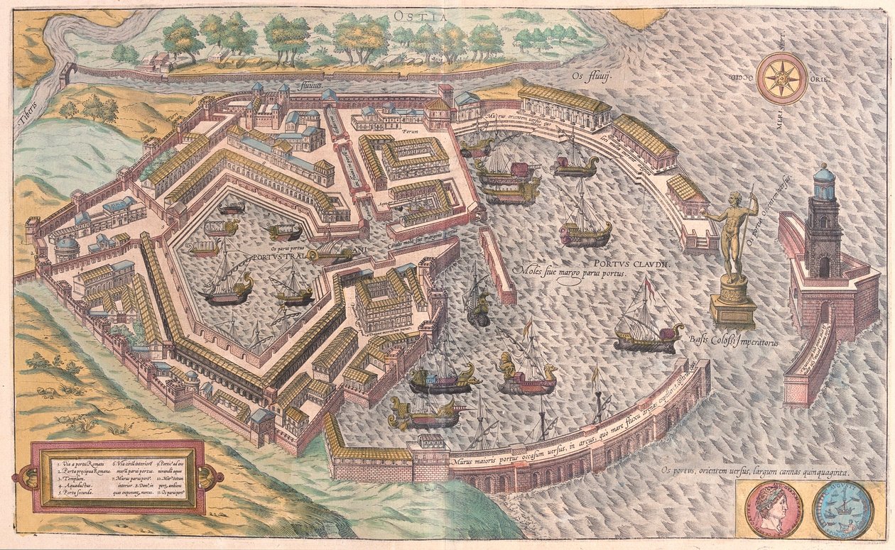 Ostia, Antik Roma, İtalya (gravür by Franz Hogenberg
