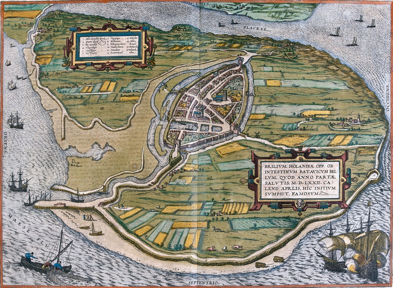 Plan de Brielle (Brilium), Hollanda (gravür by Franz Hogenberg