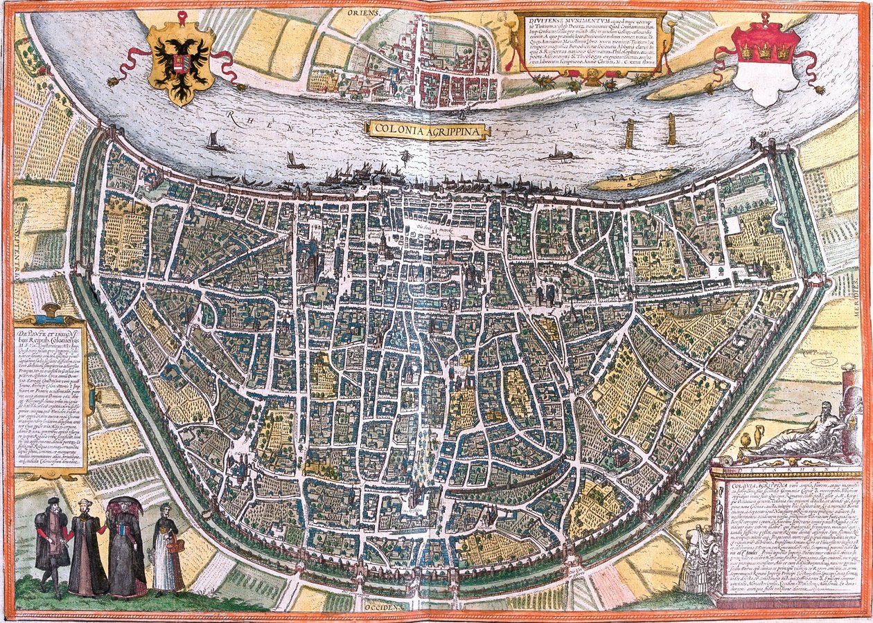 Köln Planı (Colonia Agrippa), Almanya (gravür by Franz Hogenberg