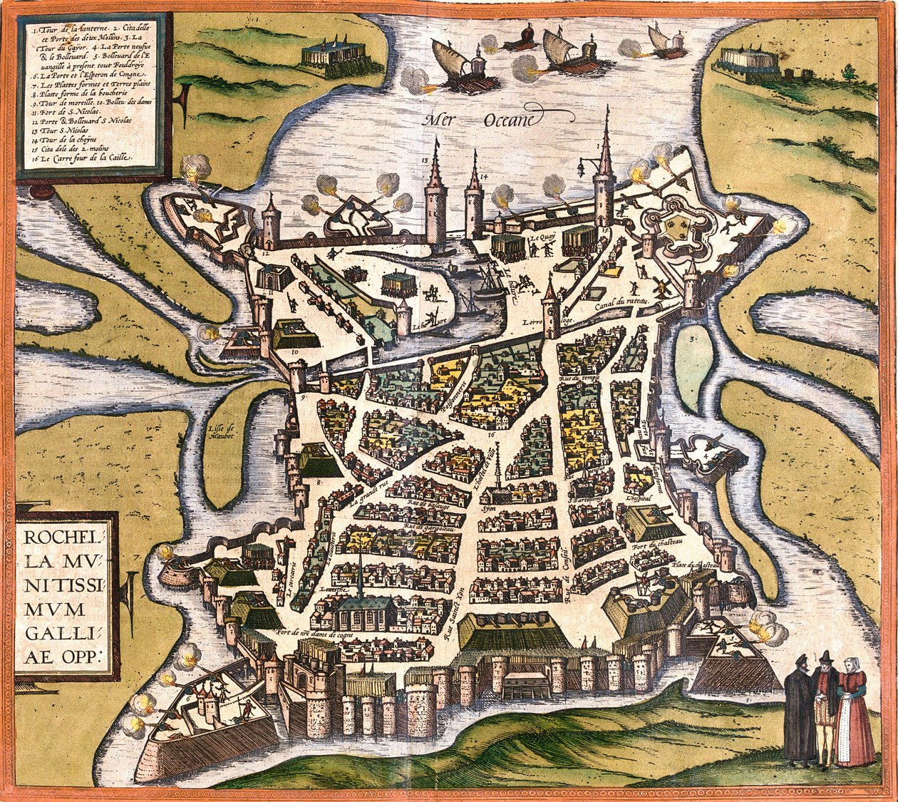 La Rochelle Planı (Rochella), Fransa (gravür by Franz Hogenberg