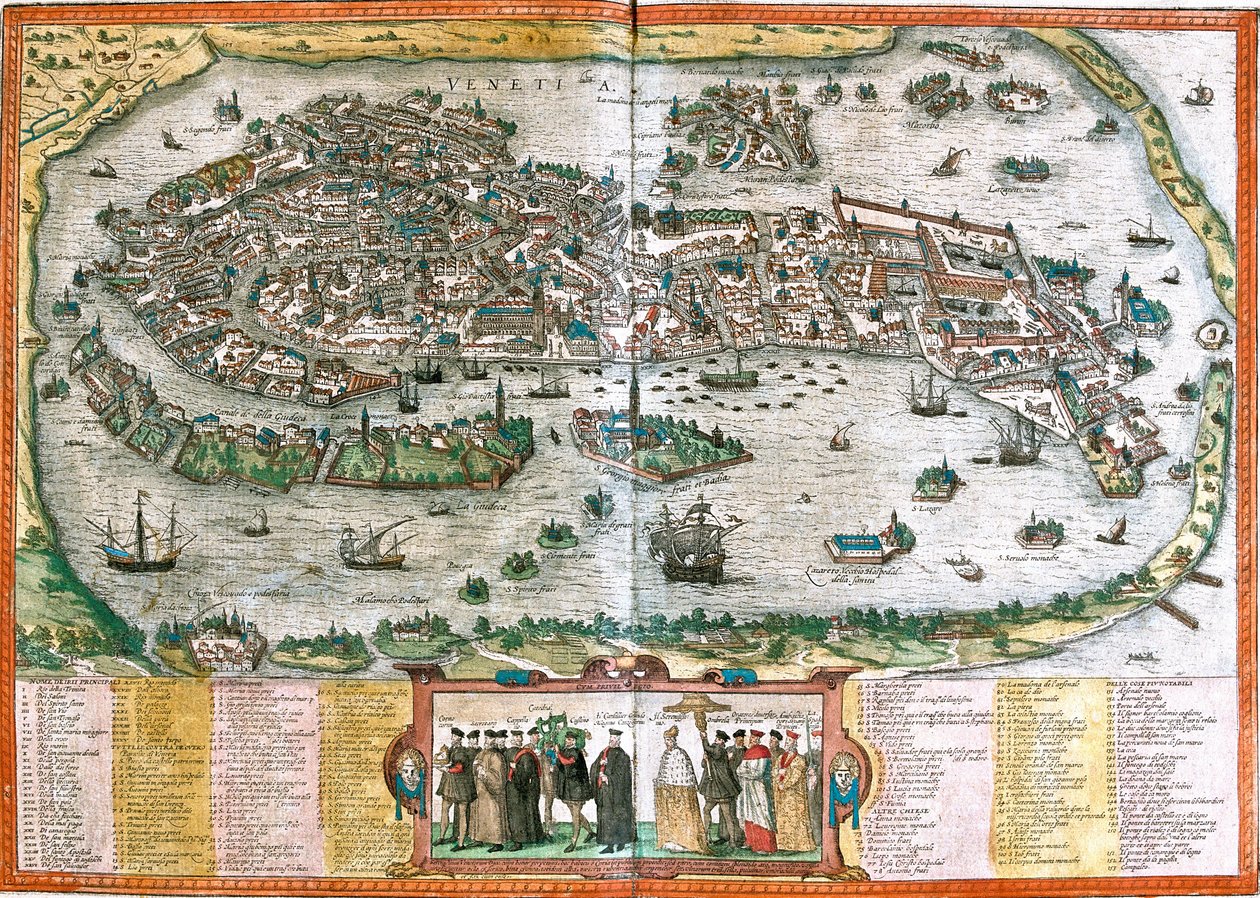 Venedik Planı (Venedik), İtalya (gravür by Franz Hogenberg