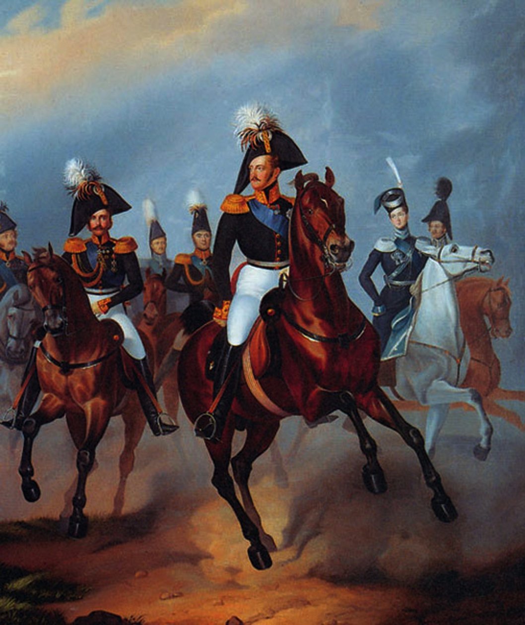 I. Nicholas, subaylarıyla birlikte, 1835 by Franz Krüger