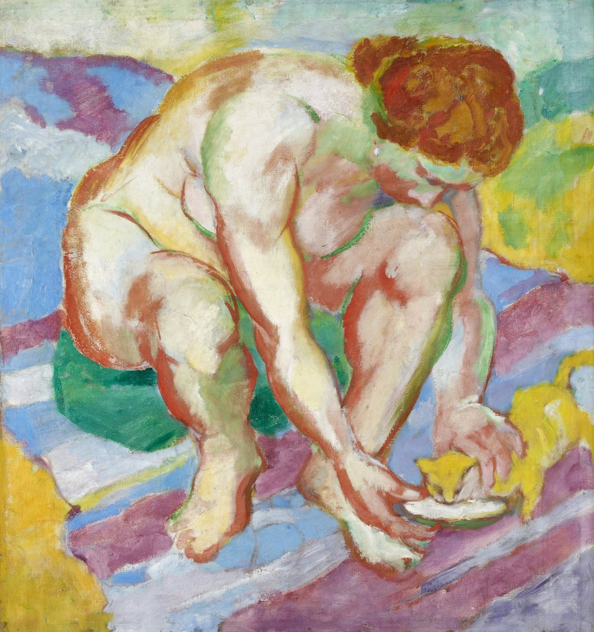 kedi ile çıplak by Franz Marc