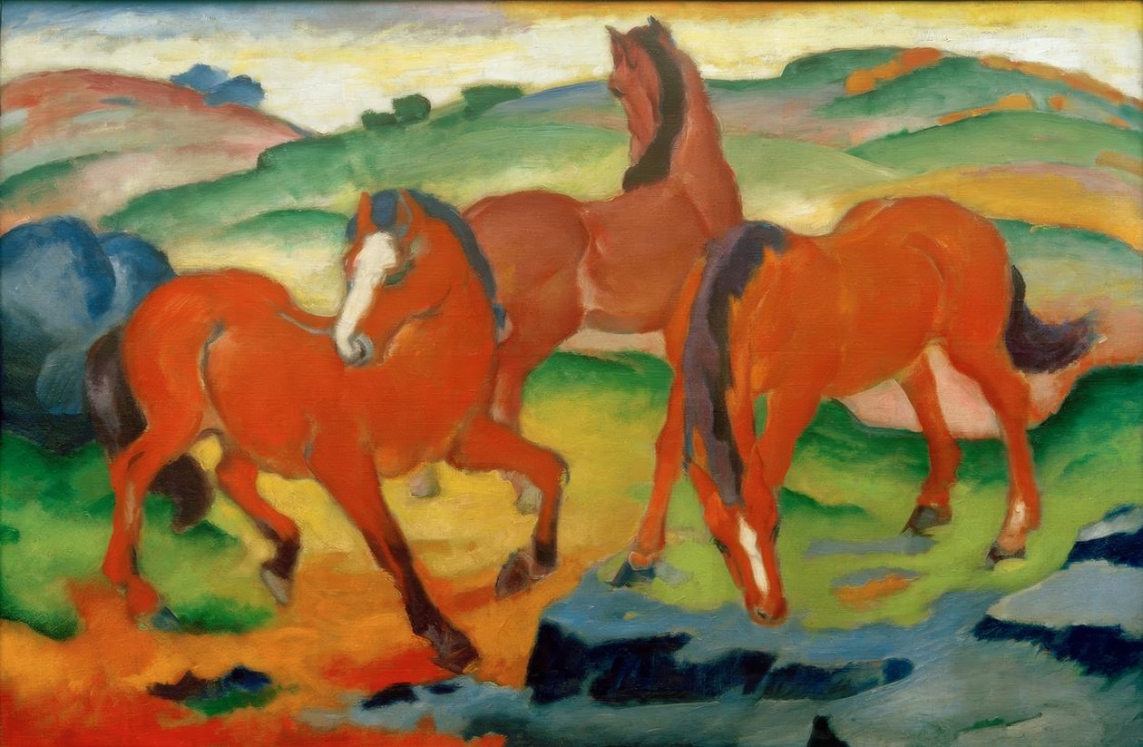 Kırmızı Atlar (Otlayan Atlar IV) by Franz Marc