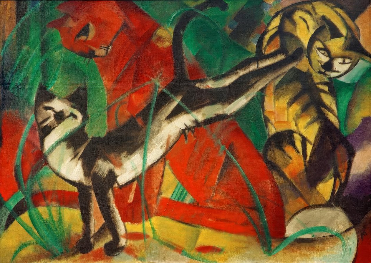 Üç kedi by Franz Marc