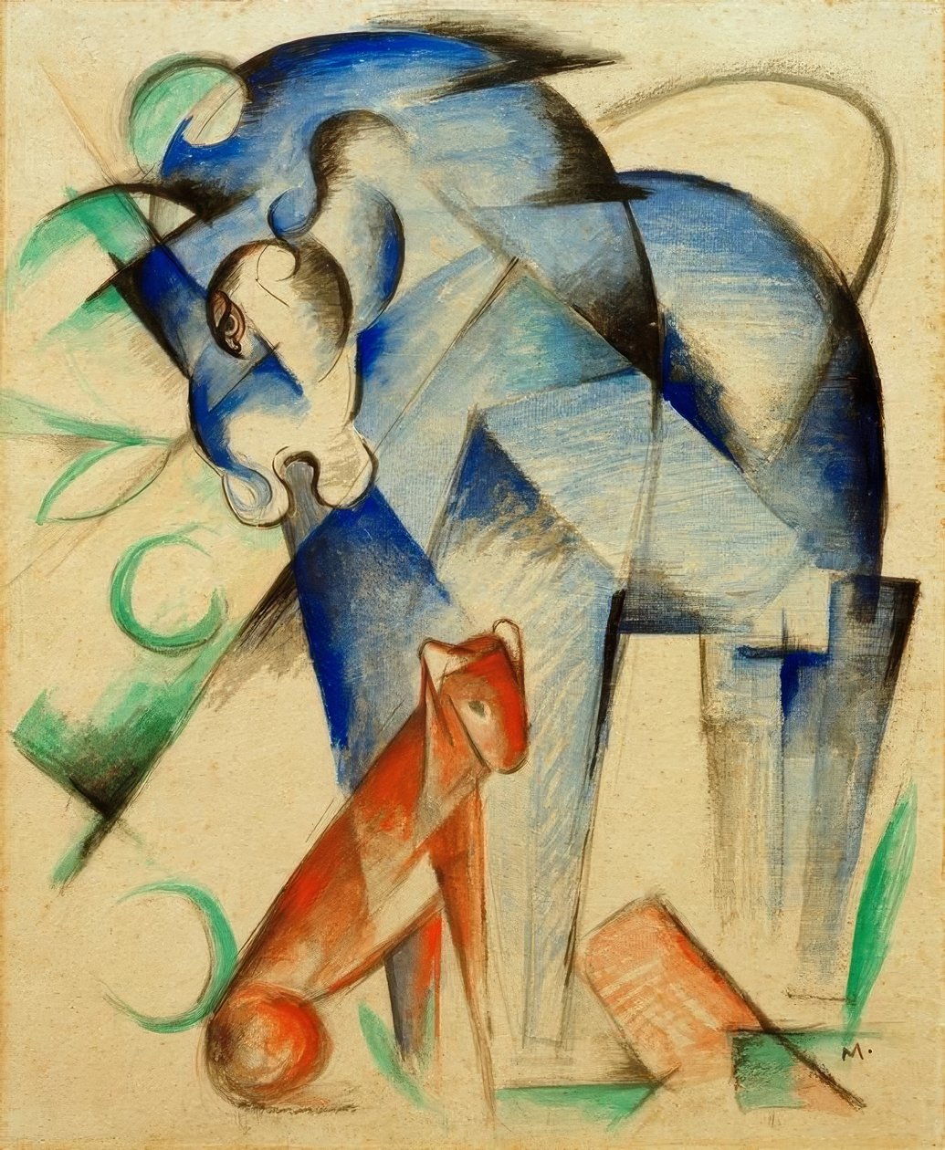 Efsanevi hayvanlar (mavi at ve kırmızı köpek) by Franz Marc