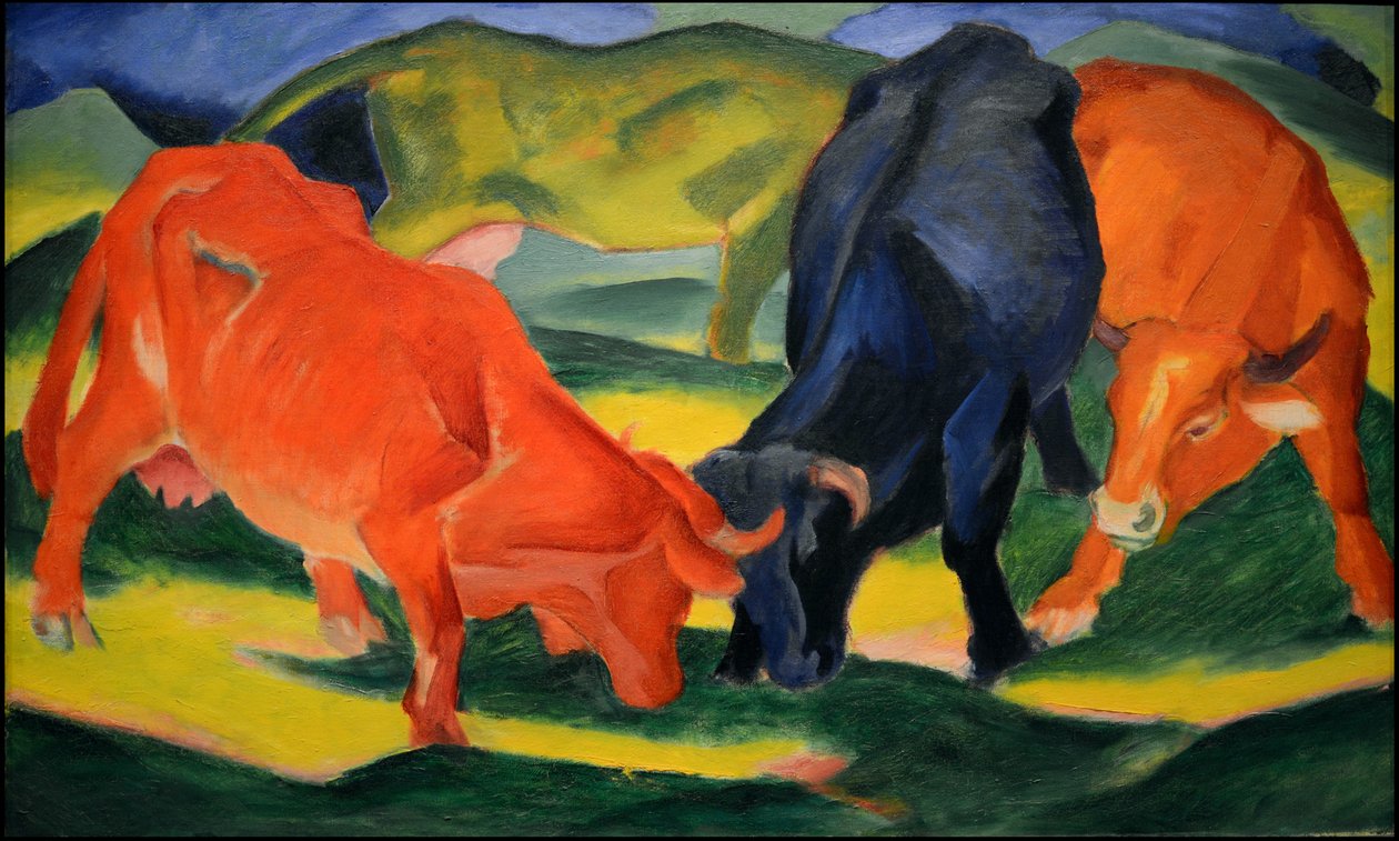 Dövüşen İnekler, 1911. by Franz Marc