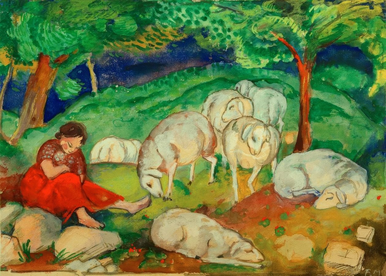 koyun ile çoban by Franz Marc