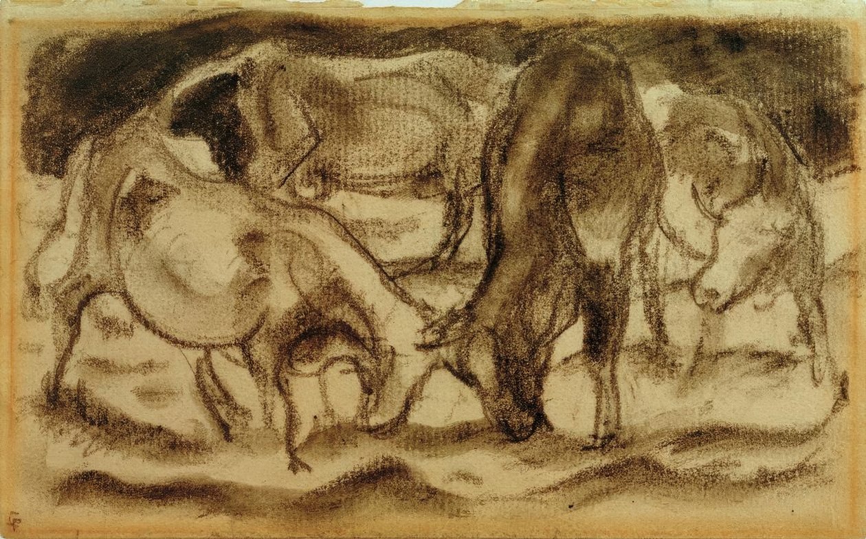 savaşan inekler by Franz Marc