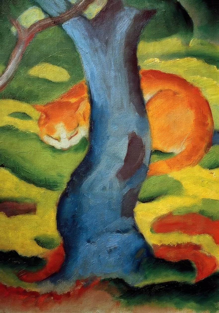 Çocuk resmi (bir ağacın arkasındaki kedi) by Franz Marc