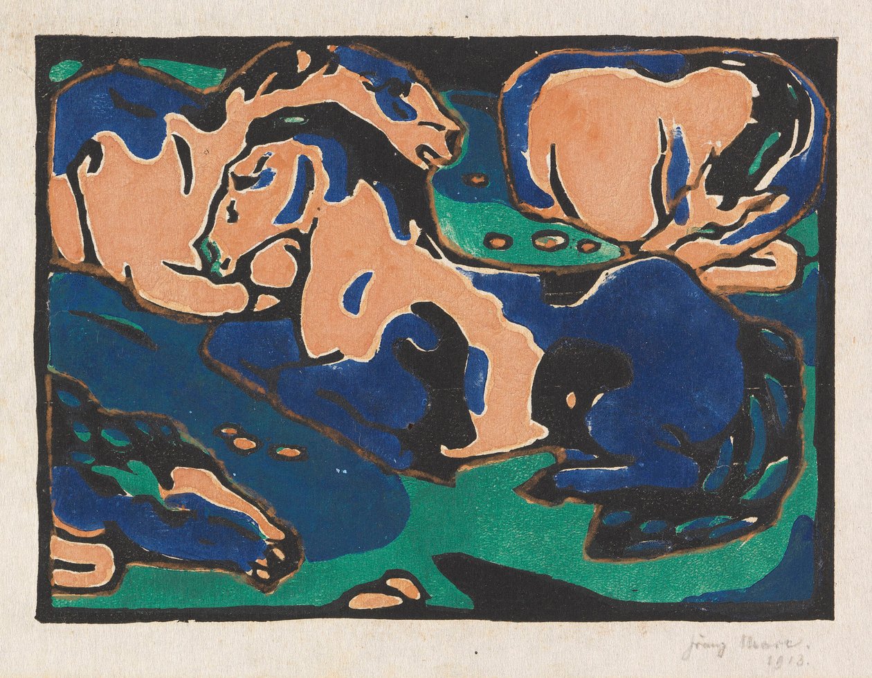 Dinlenme atları, 1911-1912. by Franz Marc