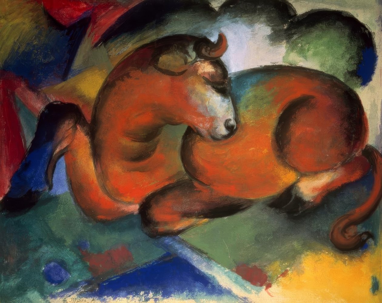 kırmızı boğa by Franz Marc