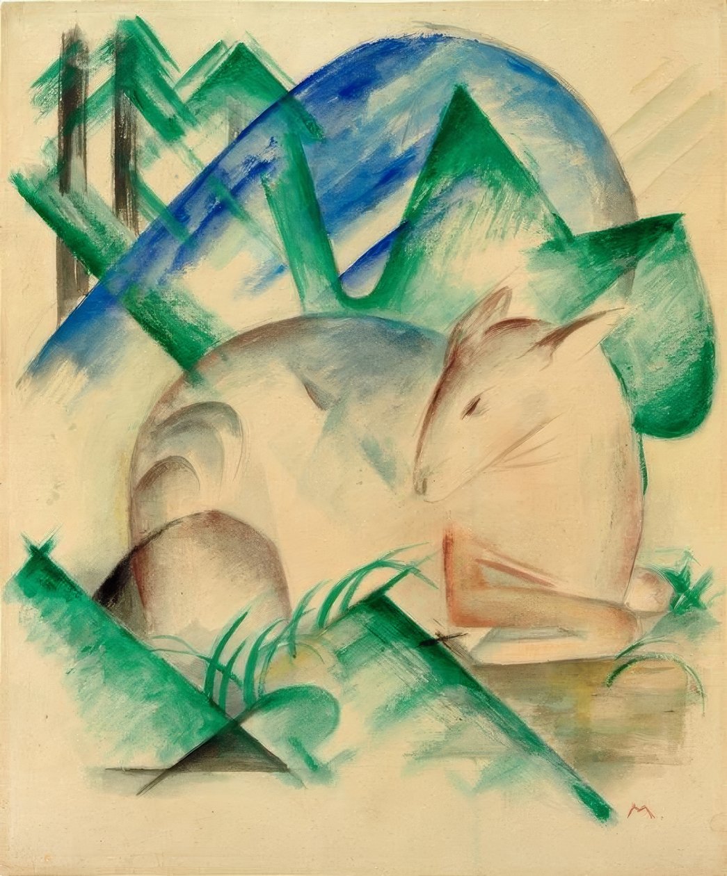 Kızıl geyik (uyuyan geyik) by Franz Marc