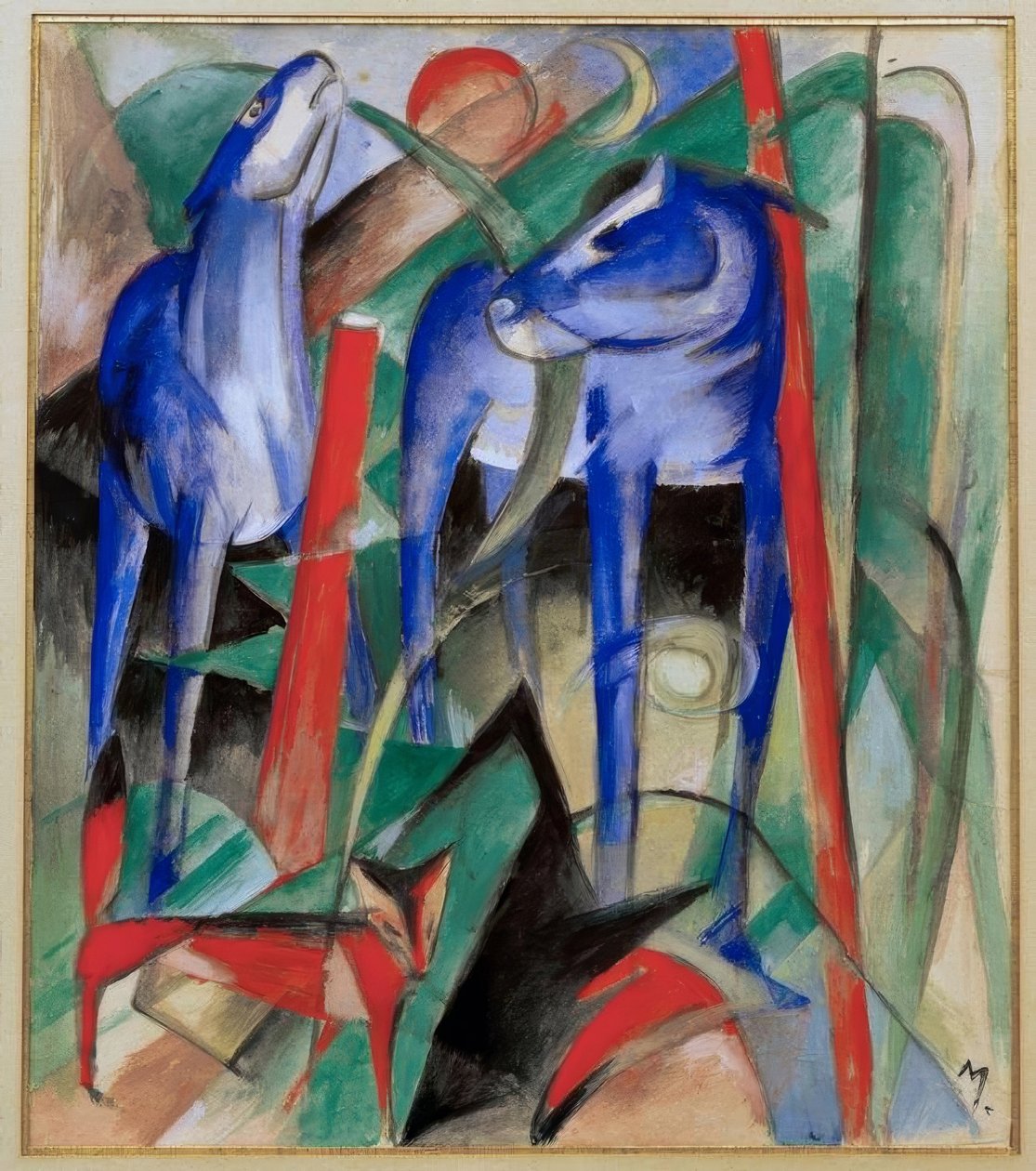Atların Yaratılışı (Üç Efsanevi Canavar) by Franz Marc