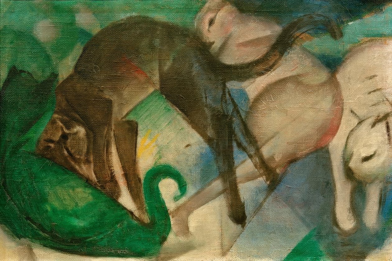 Oynayan kediler (kedi resmi) by Franz Marc