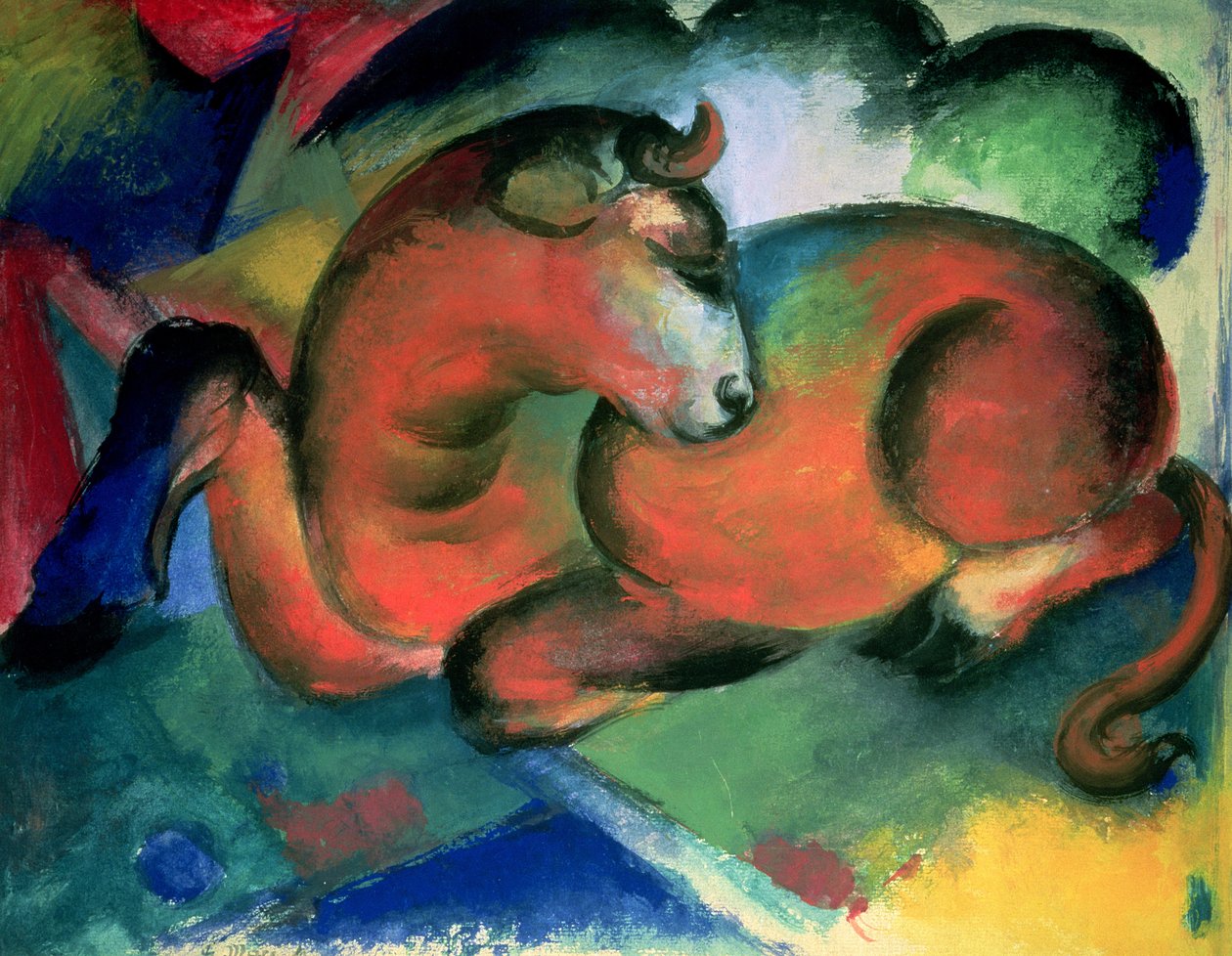 kırmızı boğa by Franz Marc