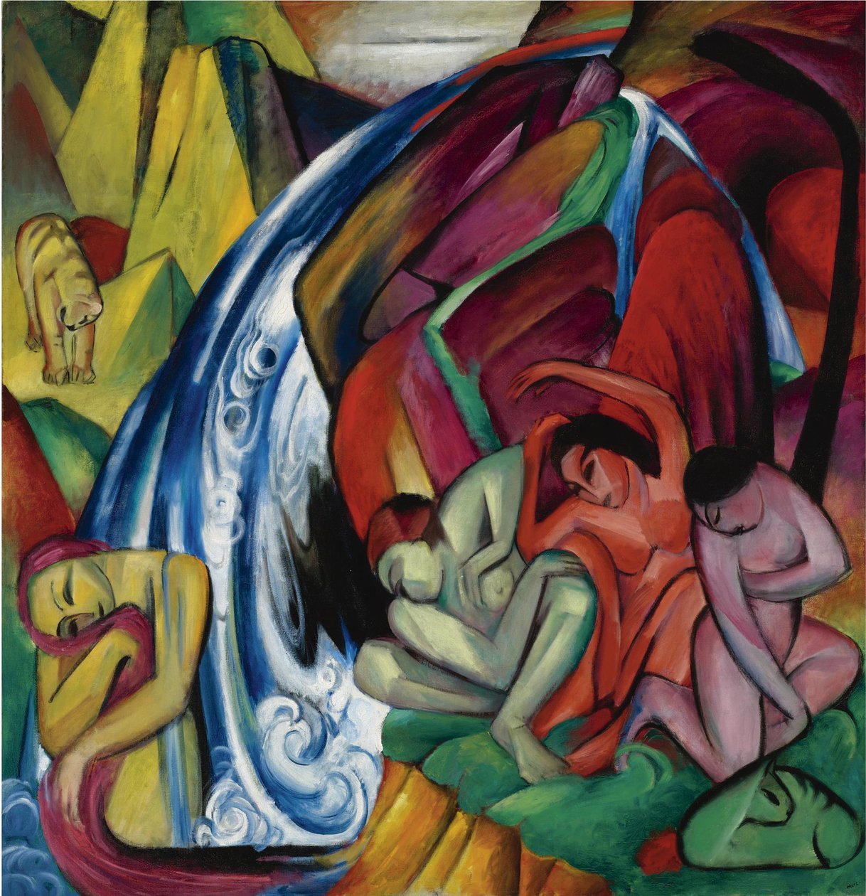 Şelale Kadınlar şelale altında, 1912 by Franz Marc