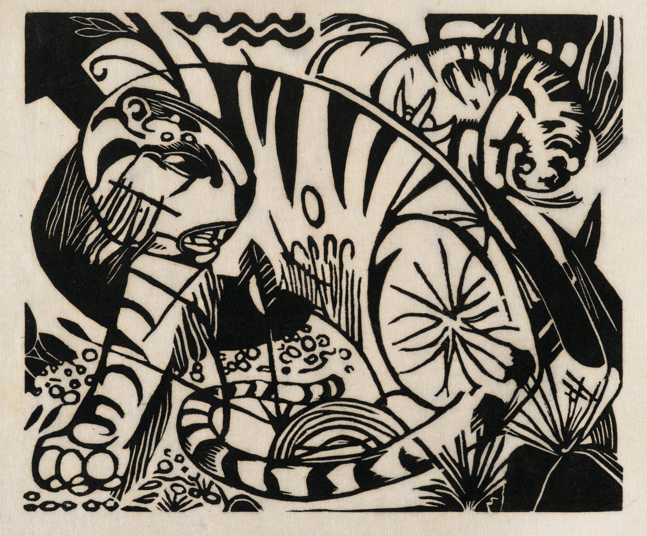 Tiger, 1912 (Japonya kağıdına gravür) by Franz Marc