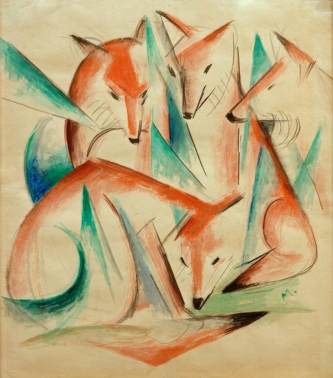 dört tilki by Franz Marc