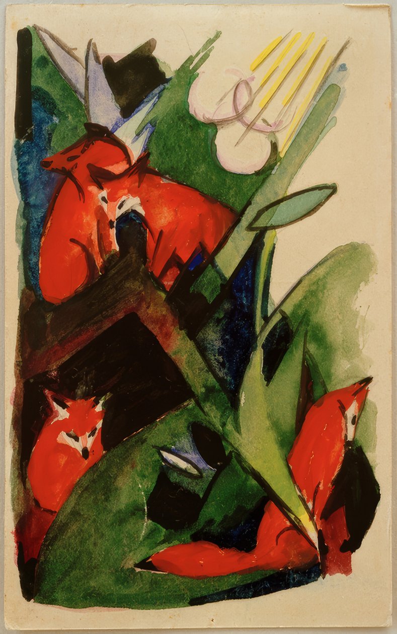 dört tilki by Franz Marc