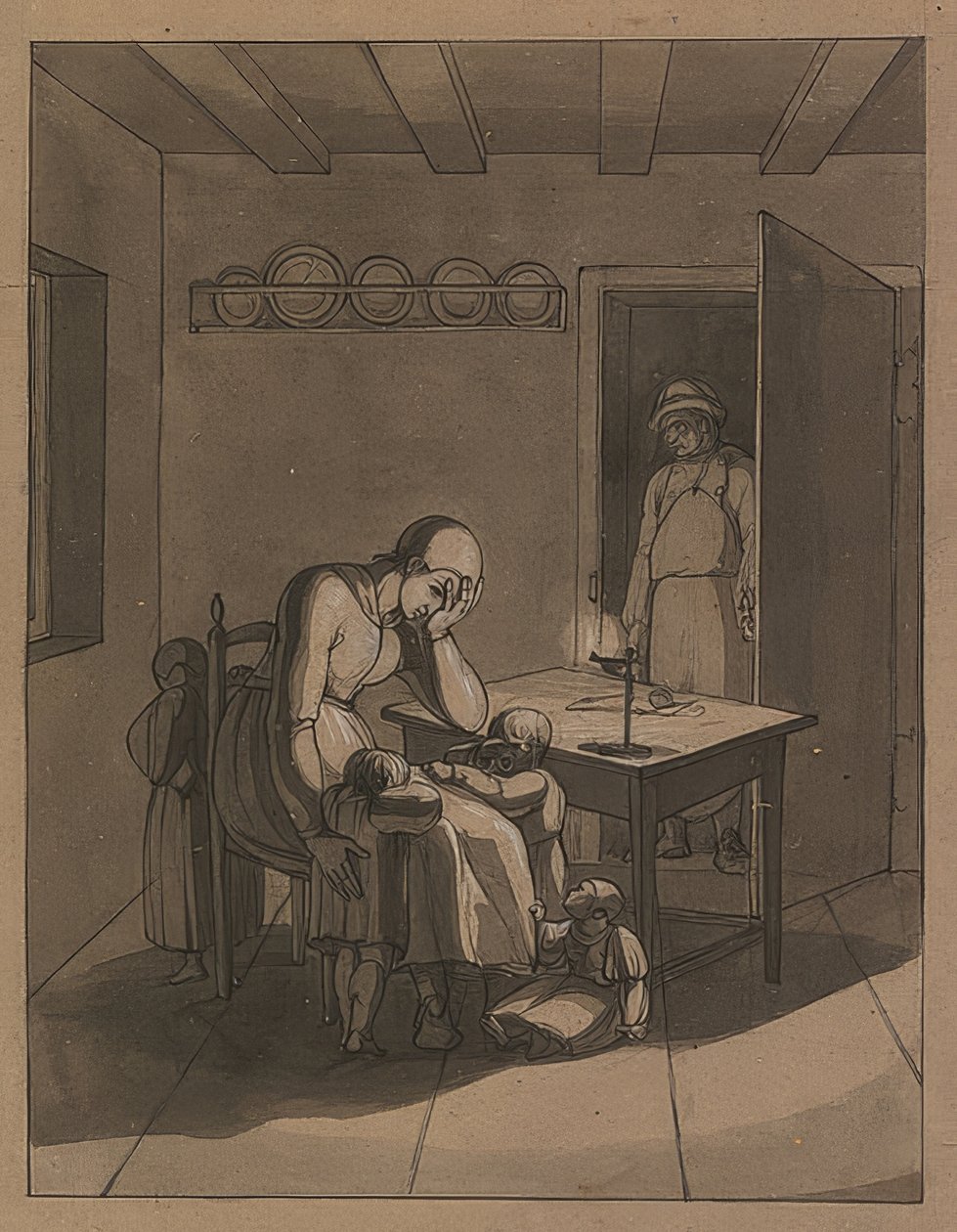 Lienhard ve Gertrud. 1808 civarında by Franz Pforr