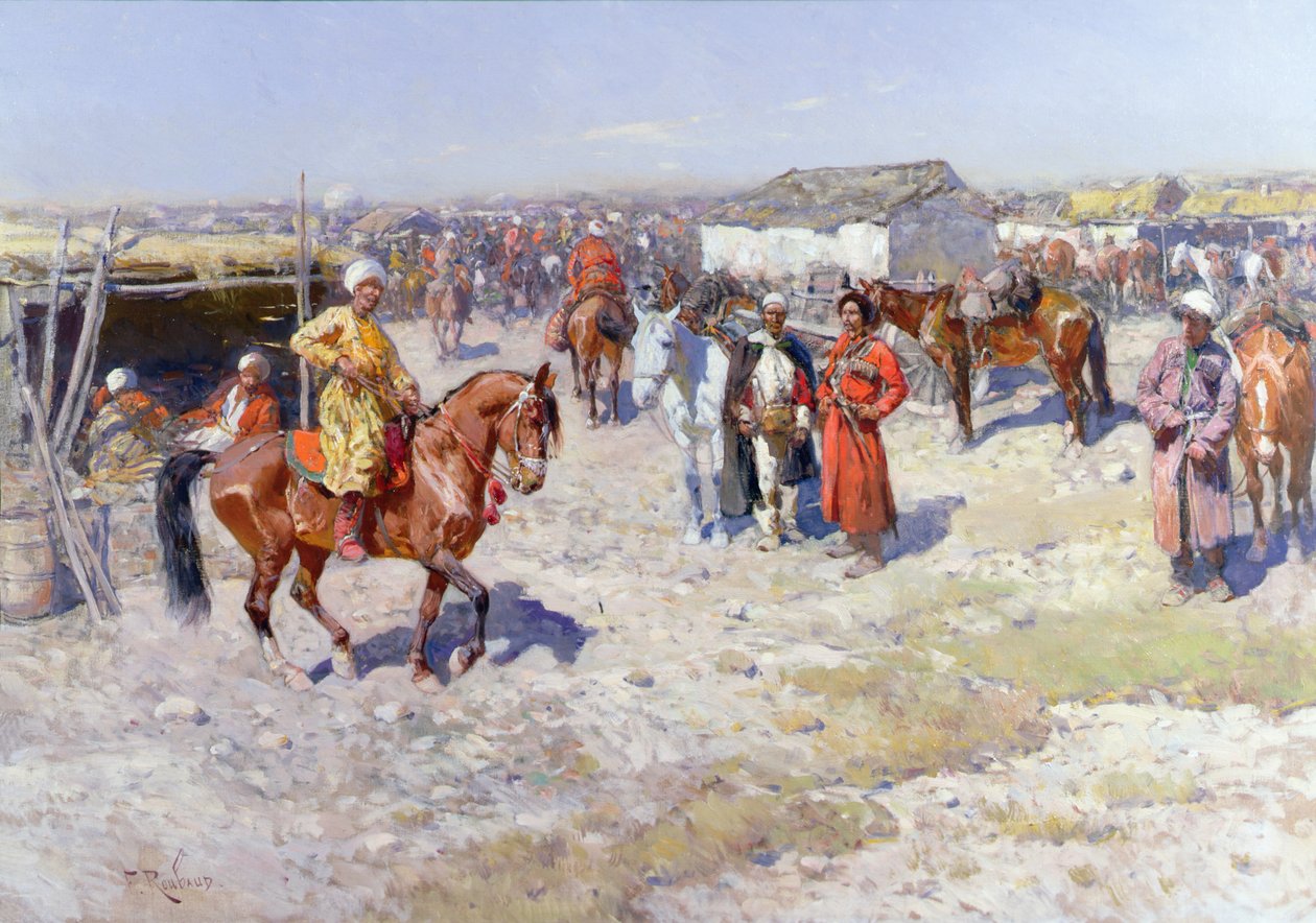Orta Asya At Pazarı by Franz Roubaud