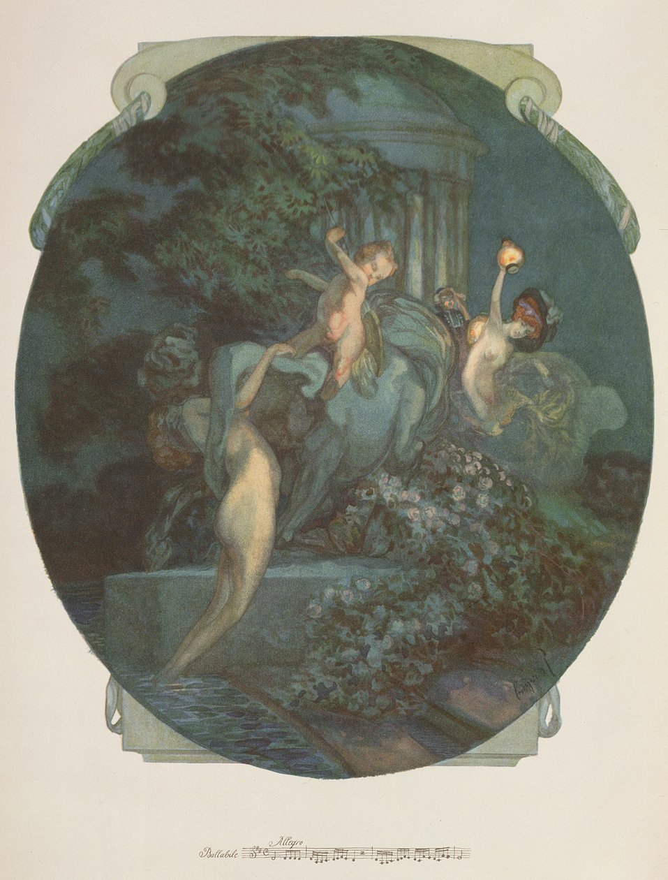 Centaur, Periler ve Aşk Tanrısı by Franz von Bayros (1866 1924)