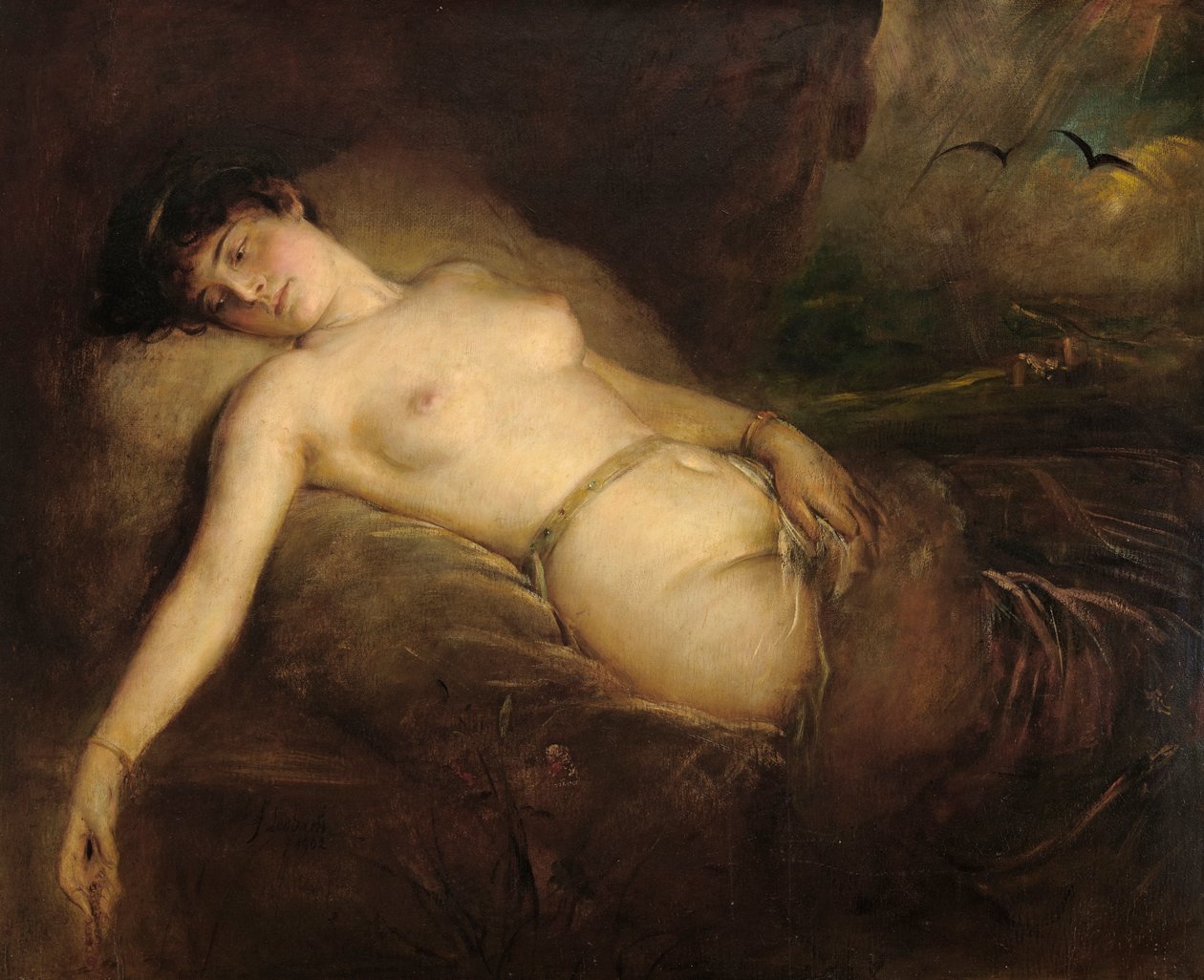 kadın çıplak by Franz von Lenbach