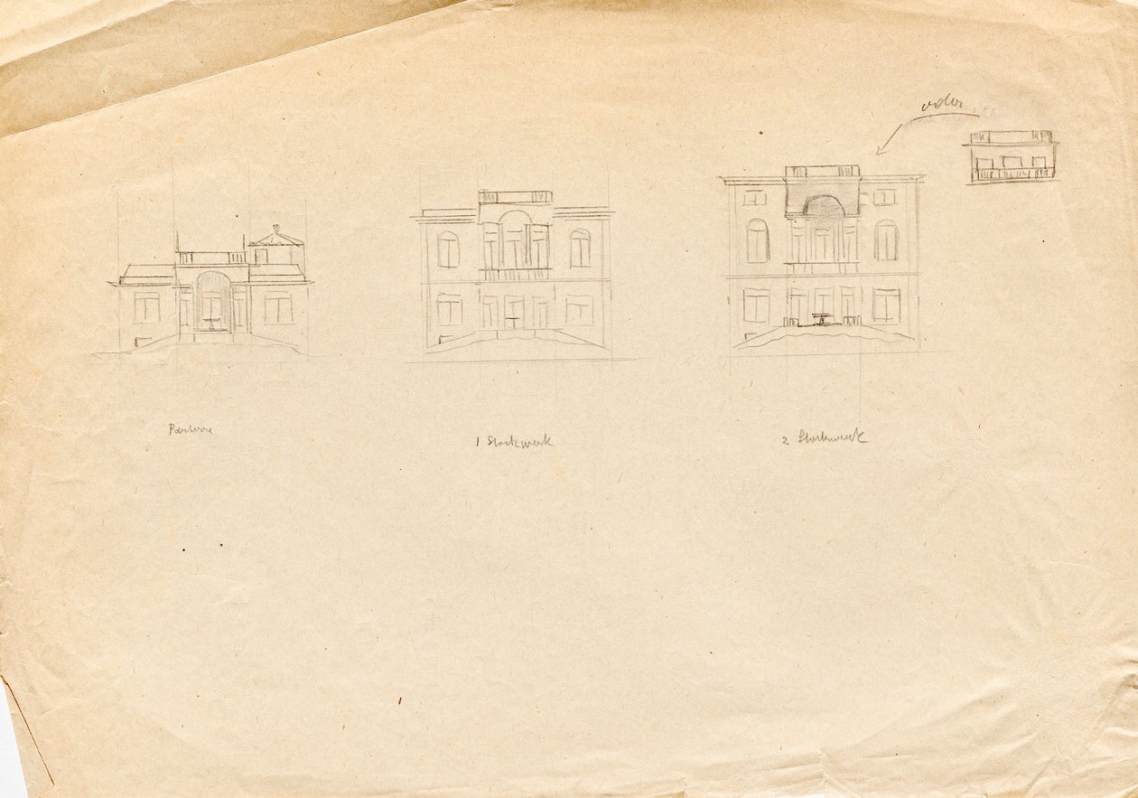 Matcha Atelier Villa - bahçe cephesi için tasarım eskizleri by Franz von Matsch