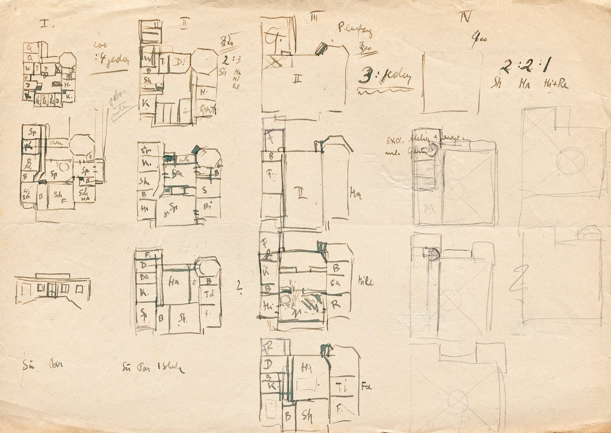 Matcha Atelier Villa için tasarım eskizleri - kat planları by Franz von Matsch