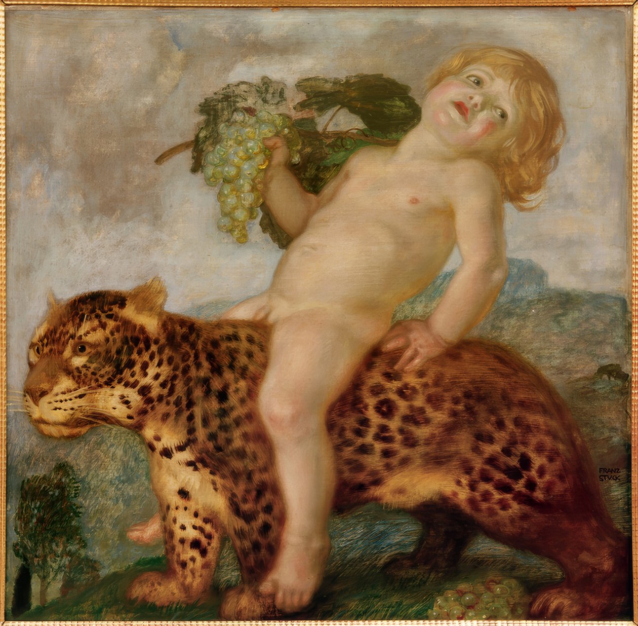 Bir panter üzerinde Bacchus çocuk by Franz von Stuck